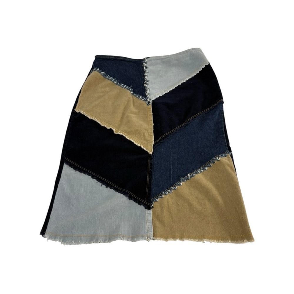 Y2K E.N.T. Entrancy Corduroy Denim Patchwork Skirt Women’s Large Blue Vintage
